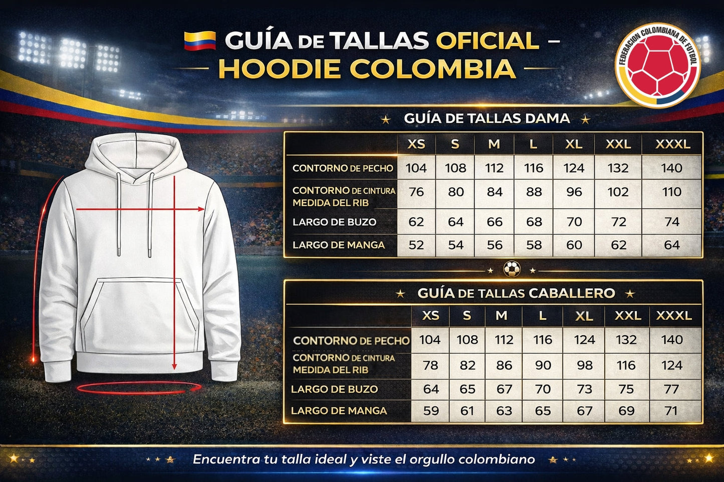 HOODIE/BUZO OFICIAL SELECCIÓN COLOMBIA⚽️🇨🇴