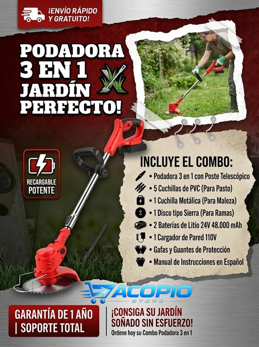 PODADORA INALAMBRICA 3 EN 1+10 Accesorios de Regalo