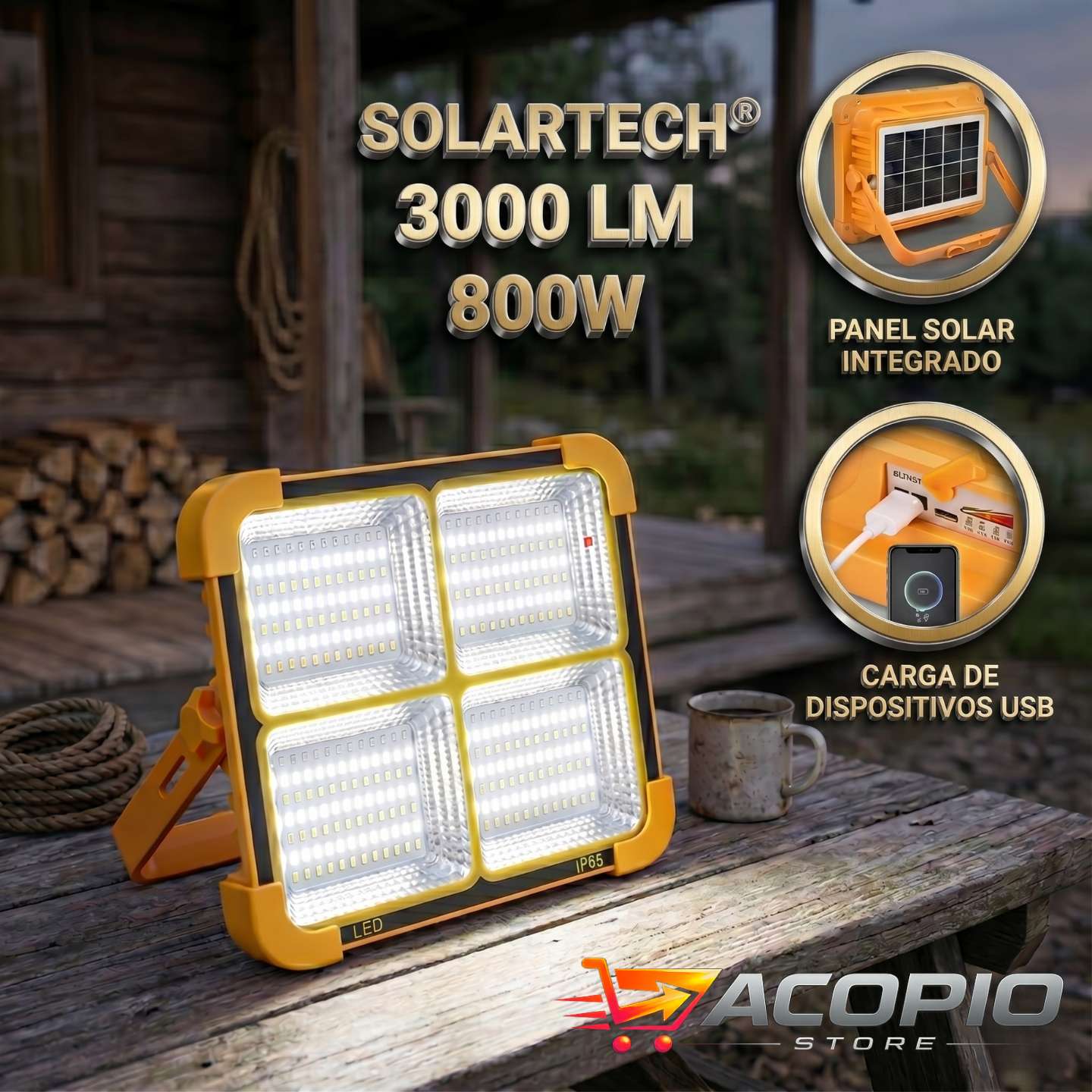 REFLECTOR SOLARTECH 800W (PANEL SOLAR➕POWERBANK)