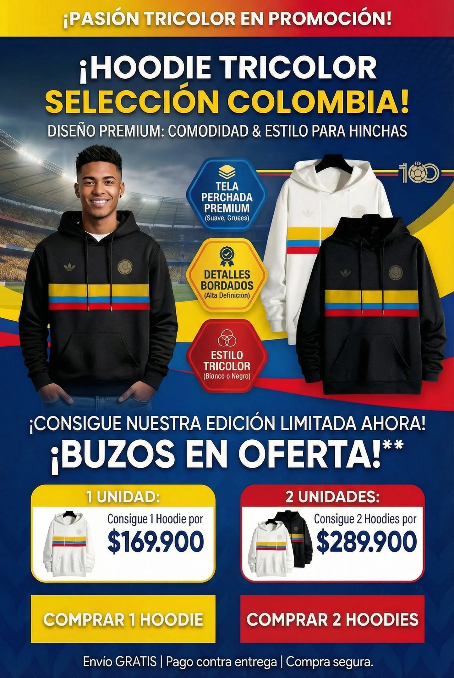 HOODIE/BUZO OFICIAL SELECCIÓN COLOMBIA⚽️🇨🇴