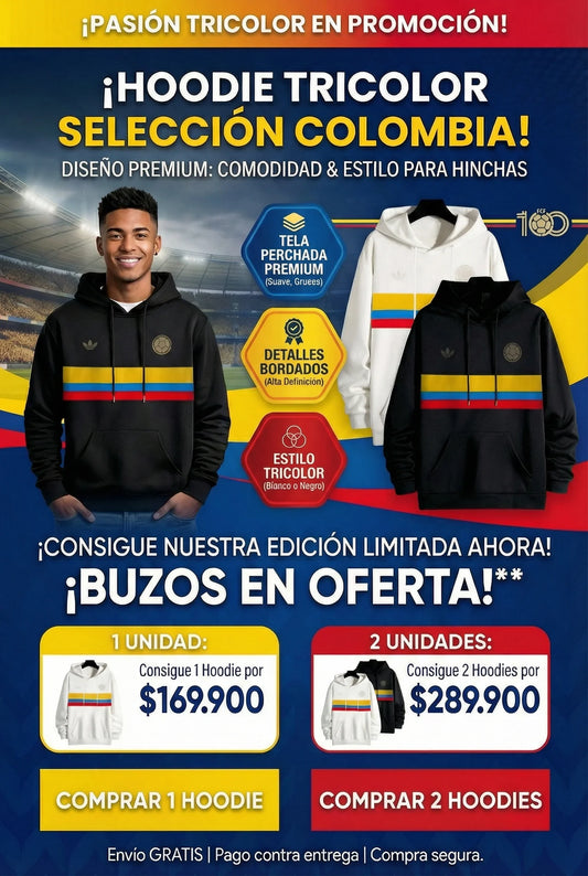 HOODIE/BUZO OFICIAL SELECCIÓN COLOMBIA⚽️🇨🇴